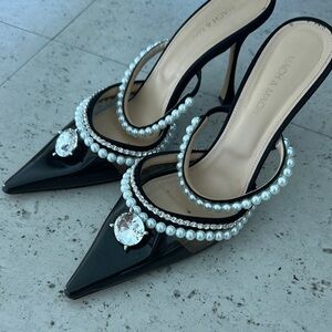 MACH & MACH Black Embellished Heels